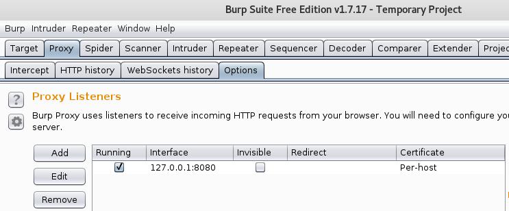 Burp suite Burp provides a proxy to intercept the browsers traffic.