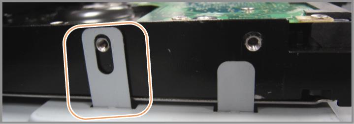 CONNECTION AND SETUP Step4: Align the screw hole on the each bracket with the screw hole on the each side of the hard disk as shown below, and fix the hard disk to the bracket with a hard disk screw
