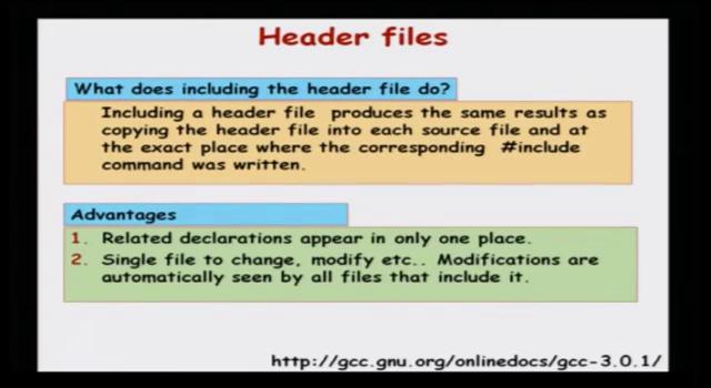 (Refer Slide Time: 02:31) Now, what happens exactly when you include a header file in a C file? Including a header file produces the same results as copying the header file into each source files.