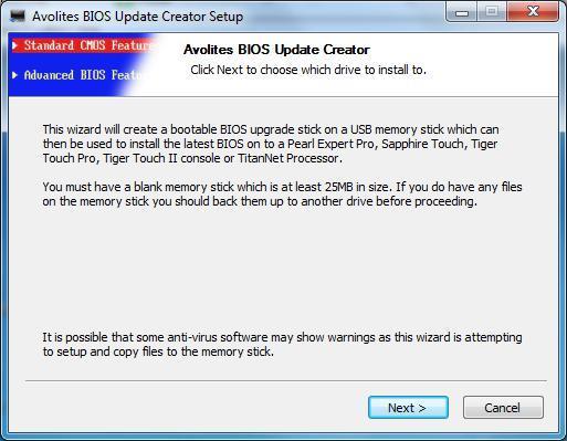 4. Upgrading the BIOS Back up your show files to an external memory stick or drive.