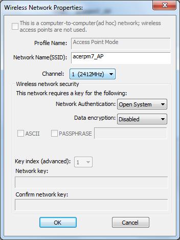 Network Name (SSID): Enter the SSID or wireless network name of the access point Channel: Set the channel that you want the access point to operate on.