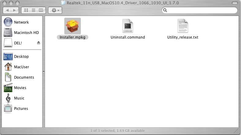 MAC OS X SOFTWARE INSTALLATION This section describes how to install the driver and utility for