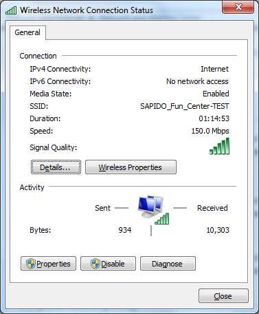 In Wireless Network Connection Status, please select Properties.