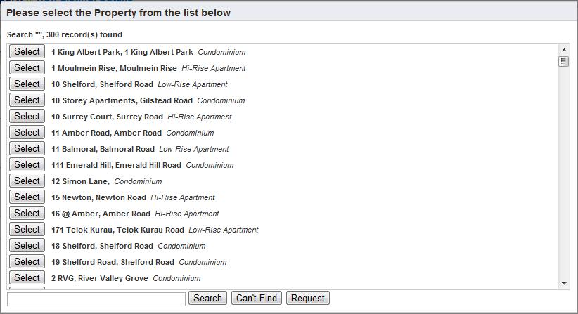 Select the property name 6: Look for the property s name and click on select *If you can t find what you are looking for, please click on Can