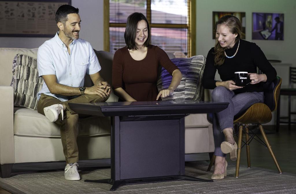 The Pico is a fully integrated multitouch coffee table available with 43, 49, or 55 4K Ultra HD LG commercial displays rated 24/7 and industry-leading touch technology