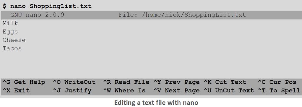 nano Purpose: Simple text editor.