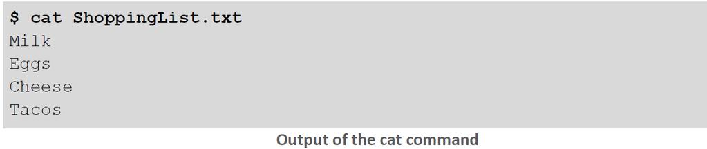 cat Purpose: Concatenate files and display their contents.