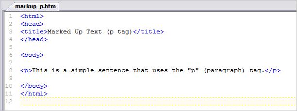 Figure 7: The sentence with a simple p tag Figure 8 shows you how the page is