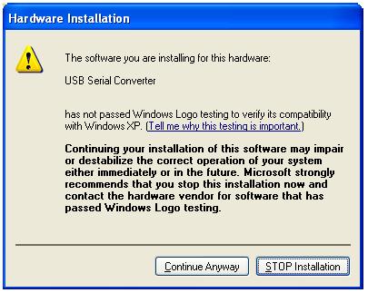 If Windows XP is configured to warn when unsigned (non-whql-certified) driver are