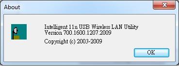 About This page displays the information of the Wireless USB