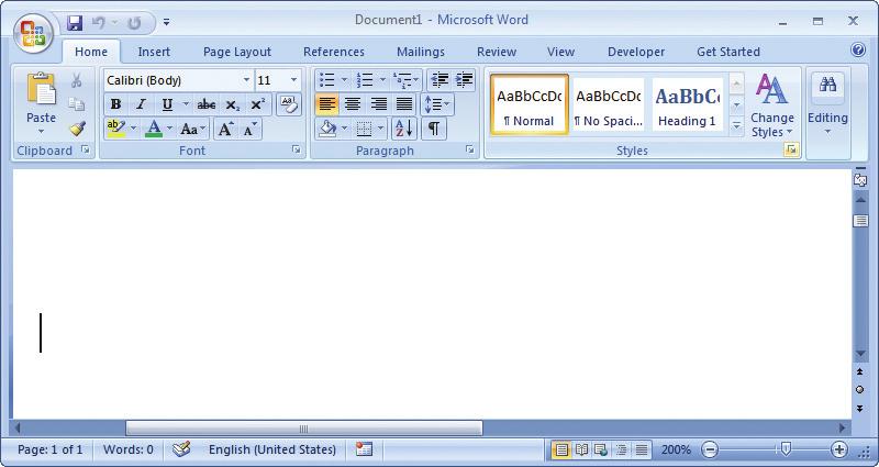 The Application Window When you start an Office application such as Excel, PowerPoint or Word, the program window is displayed with a blank document named book1, presentation1 or document1