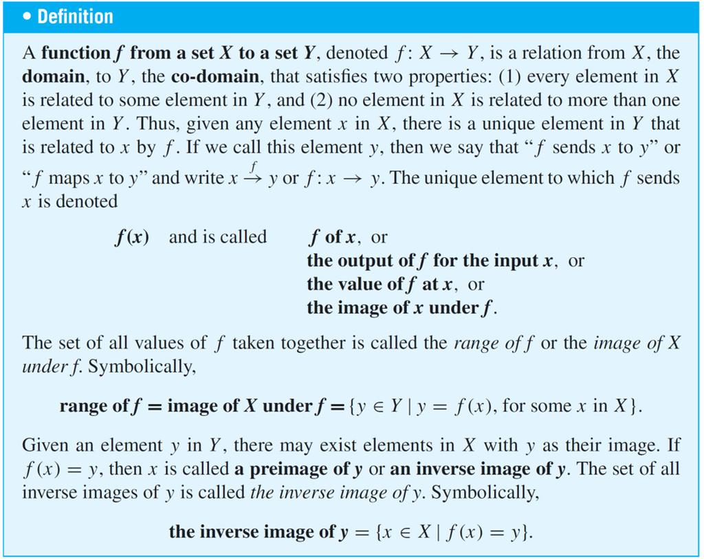 Functions Defined on General Sets We have already defined a function as a certain type of relation.