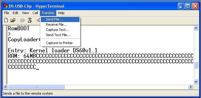 -> Send File. 18) Select the file utilloader.