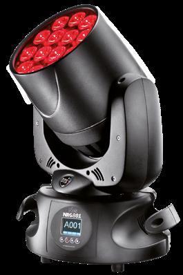 NICK NRG 801 THE COMPACT LED WASH LIGHT FEATURING MASSIVE LUMINOSITY AND WIDE ZOOM 14 Full Color (RGBW) LEDs 8-50 linear motorized zoom with highefficiency optical system Uniform projection on