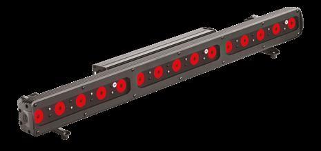 FOS 100 SOLO FC VERSATILE LED BAR FOR UNIFORM BACKGROUNDS, WITH IP20 OR IP65 INTEGRATED PSU 15 Full Color (RGBW) LEDs Lumens 4,608 @ 500mA LED lifespan: 50,000 hours (70% lumen output) 3 lenses sets