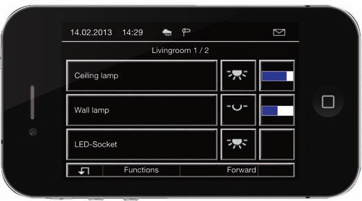 KNX Colour touch panel IP Ease of use via colour touch monitor The KNX colour touch panel IP is a control and signalling panel for regulating the building services via a 14.5 cm ( 5.