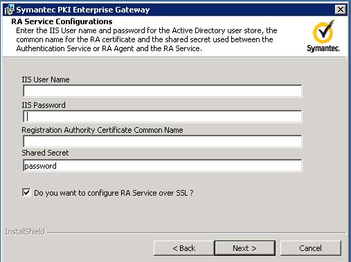 Installing PKI Enterprise Gateway Installing PKI Enterprise Gateway 41 9 For Complete installations, or if you selected to install the RA Service as part of a Custom installation, the RA Service