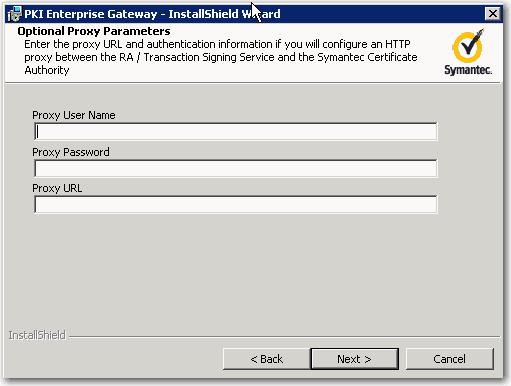 Installing PKI Enterprise Gateway Installing PKI Enterprise Gateway 45 12 For Complete installations, or if you selected to install the RA Service or the Transaction Signing Service, the Optional