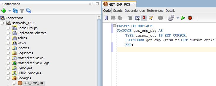 Working with PL/SQL Use a REF CURSOR as an OUT parameter You can test a PL/SQL function, procedure, or package by defining a REF CURSOR as an OUT parameter in your PL/SQL function, procedure, or