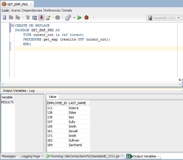 Working with sequences Figure 4 56 Viewing the Output Variables tab Working with sequences SQL Developer enables you to work with sequences for TimesTen and TimesTen Scaleout databases.