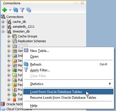 Loading data from Oracle database tables Figure 7 1 Loading data from Oracle database tables The Load from Oracle Database Tables dialog displays.