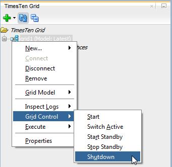 Working with the grid Note: If you unload a database, stop a data instance, or stop a management instance and the progress dialog does not progress, you can cancel out of the progress dialog.