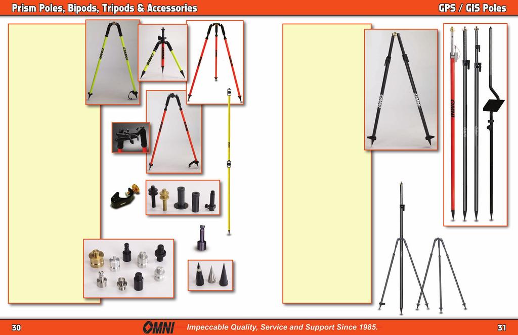 OMNI 1900 Hard Point Pole System. Includes (2) prisms, (2) 1m pole extensions, and 100mm pole point and carrying case.