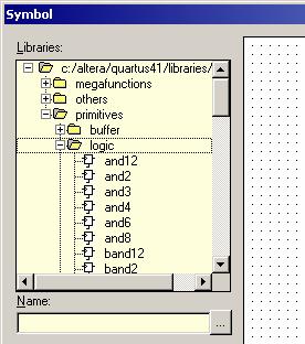 the xnor item and select it. 21 The second way is to type the symbol name directly into the Name box.
