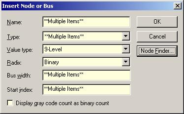 50 Returning from the Node Finder dialog, the "Insert Node or Bus" window