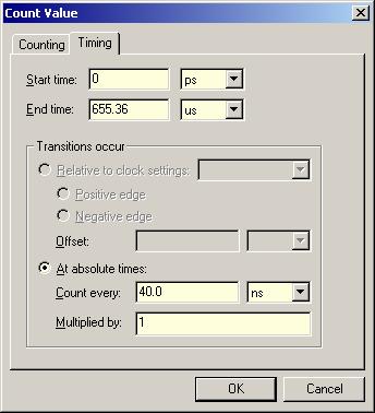 55 Then select the "Timing" tab. The window shown below will appear.