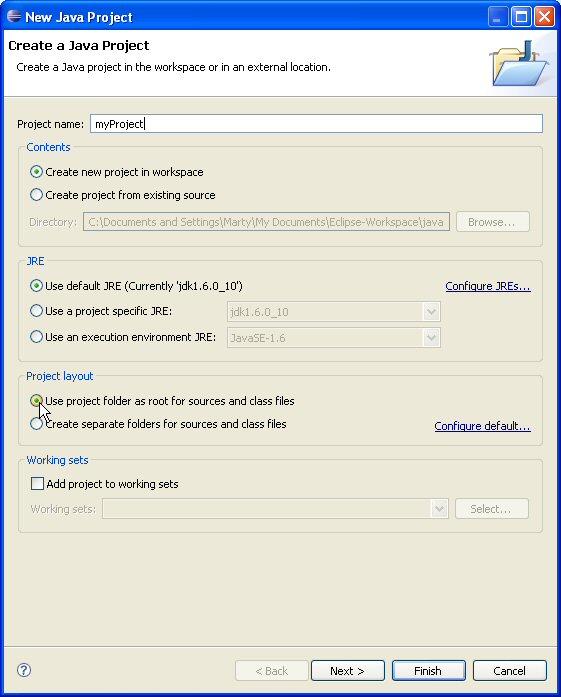 Eclipse: Making Projects Creating new project File New Project Java Java Project Pick any