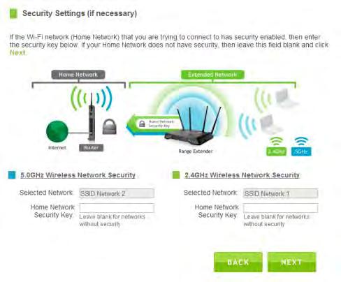Connecting to a Secure Network If the wireless network(s) you are trying to repeat has wireless security enabled, you will be prompted to enter a security key.