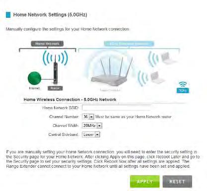 5.0GHz WI-FI SETTINGS 5.0GHz Wi-Fi Settings: Home Network Settings (5.0GHz) The Home Network Settings (5.0GHz) page allows you to adjust settings for your 5.0GHz Home Network connection.