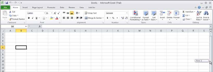 Learning Microsoft Excel 200 C Using the Scroll Bars To move over larger distances, the HORIZONTAL and VERTICAL SCROLL BARS are used. The rectangular box in each bar is the SCROLL BOX.