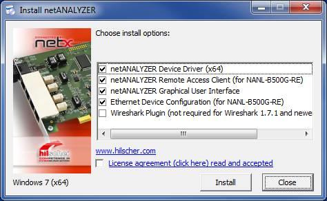 Table of Contents 20/117 3. Select Install netanalyzer in the autostart menu. Note: Under Windows you need administration rights for the installation! The dialog Install netanalyzer appears.