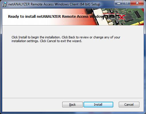 netanalyzer Remote Access Windows Client to define the installation folder. Possibly select via Change a different directory.