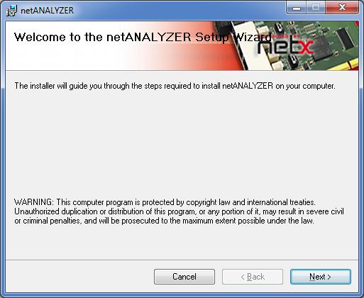 Table of Contents 26/117 4.2.3 Installation netanalyzer Software This section describes the installation procedure of the netanalyzer Software.