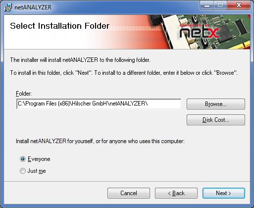 Table of Contents 27/117 Figure 15: netanalyzer Setup Wizard: Defining the Installation Directory and the User Under Folder define the installation folder.