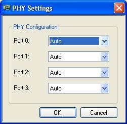 Table of Contents 59/117 5.7 PHY Settings Via PHY Settings for Port 0 to Port 3 the data transmission rate can be set manually to a defined value.