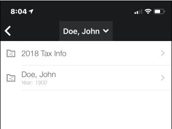 b. Click on a folder (2018 Tax Info) CLICK A FOLDER TO OPEN c.