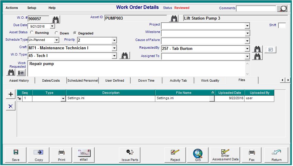 Adding and Editing Procedures: The Procedures Tab Additional Fields to the Work Order Detail screen: 1. Comments. Used to further explain the status that is located to the right of the Comments field.