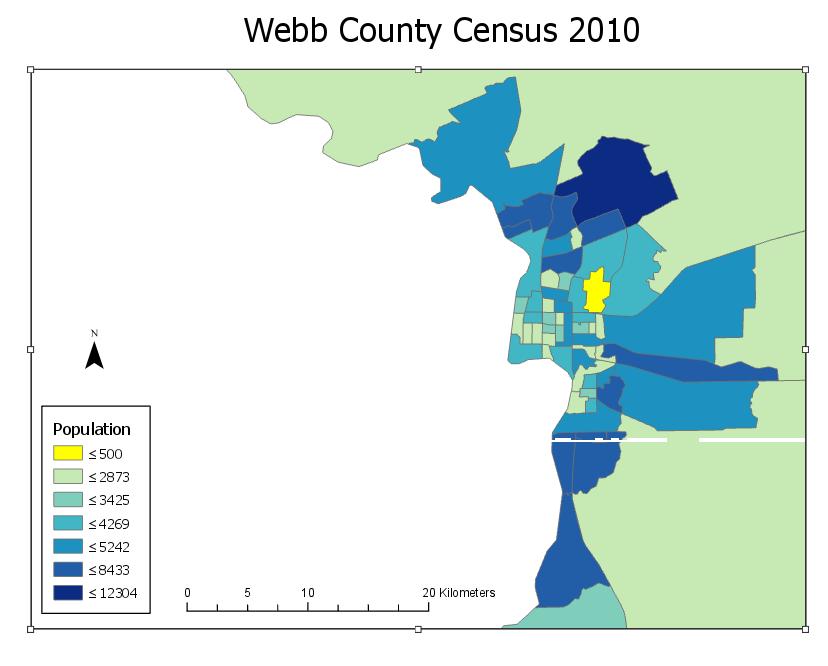 -Switch to the Webb Census 2010 map tab and add the Laredo Schools layer from your Exercise_4 folder -Switch back to the Layout tab. The schools layer is now present in the layout.