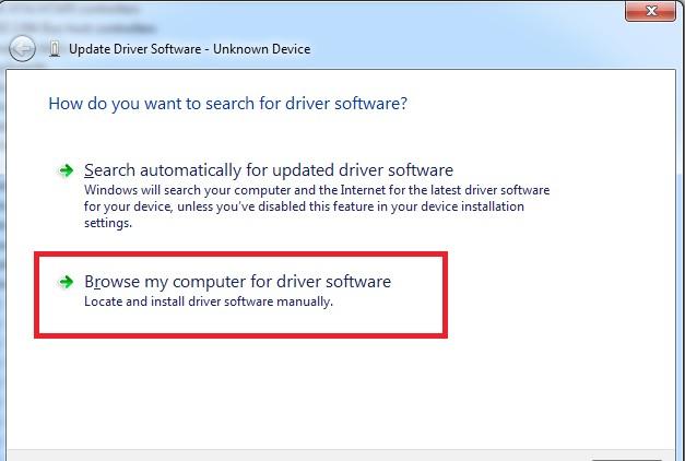 1 User then manually installs drivers by selecting downloaded driver folder: Go to Control Panel -> Device Manager; Select failed device; Press