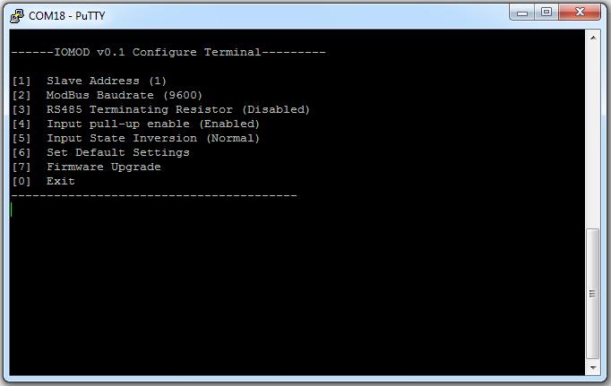 Fig. 6.3 b.iomod configuration with PuTTY terminal Configuration of IOMOD device is done through CLI (Command Line Interface) on virtual COM port.