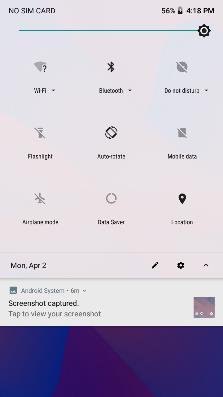 settings panel provides shortcuts to different phone settings for quick