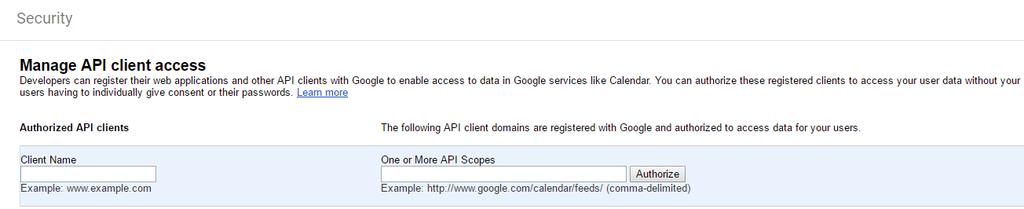 13 Select Manage API client Access hyperlink from the Advanced settings pop-up menu.