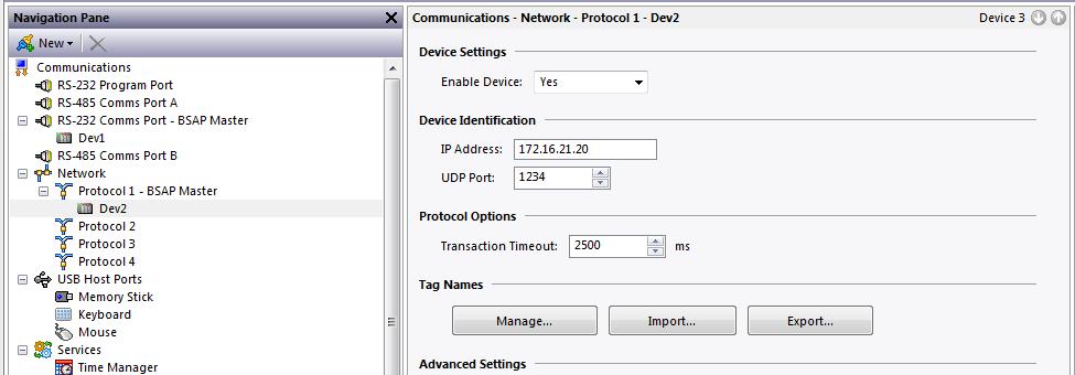In Crimson s Communications category select an available protocol in the Network element of the Communications tree and click on the Pick button.