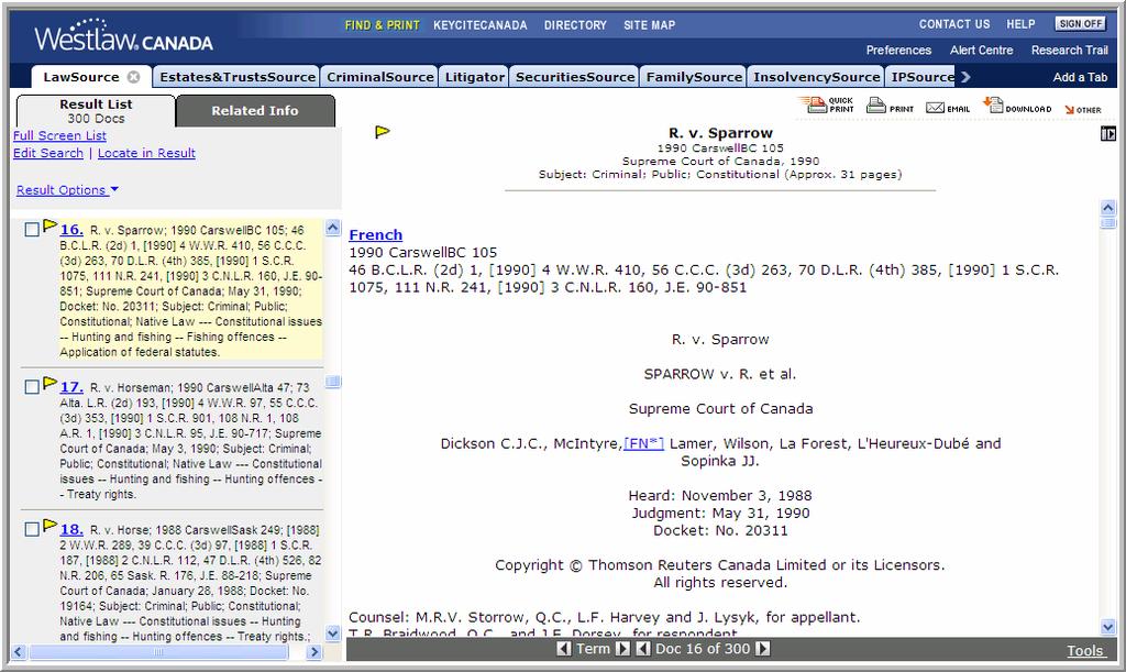 KeyCite Canada Status Flags for Cases Look at the document header of a displayed case or on the Related Info tab KeyCite Canada status flags indicate that information you may want to investigate is