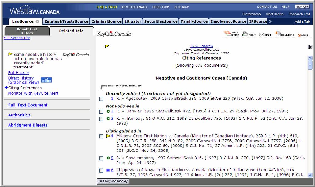 Figure 9 4: Citing References Customizing Your Citations to the Case Result You can customize your