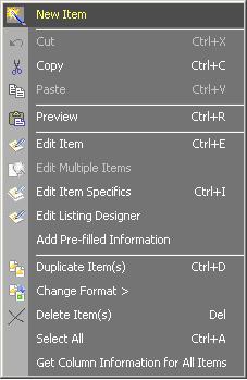 You can also double-click anywhere on the item listing in the Item Inventory view. Edit Menus You can display an Edit menu by clicking Edit on the menu bar.